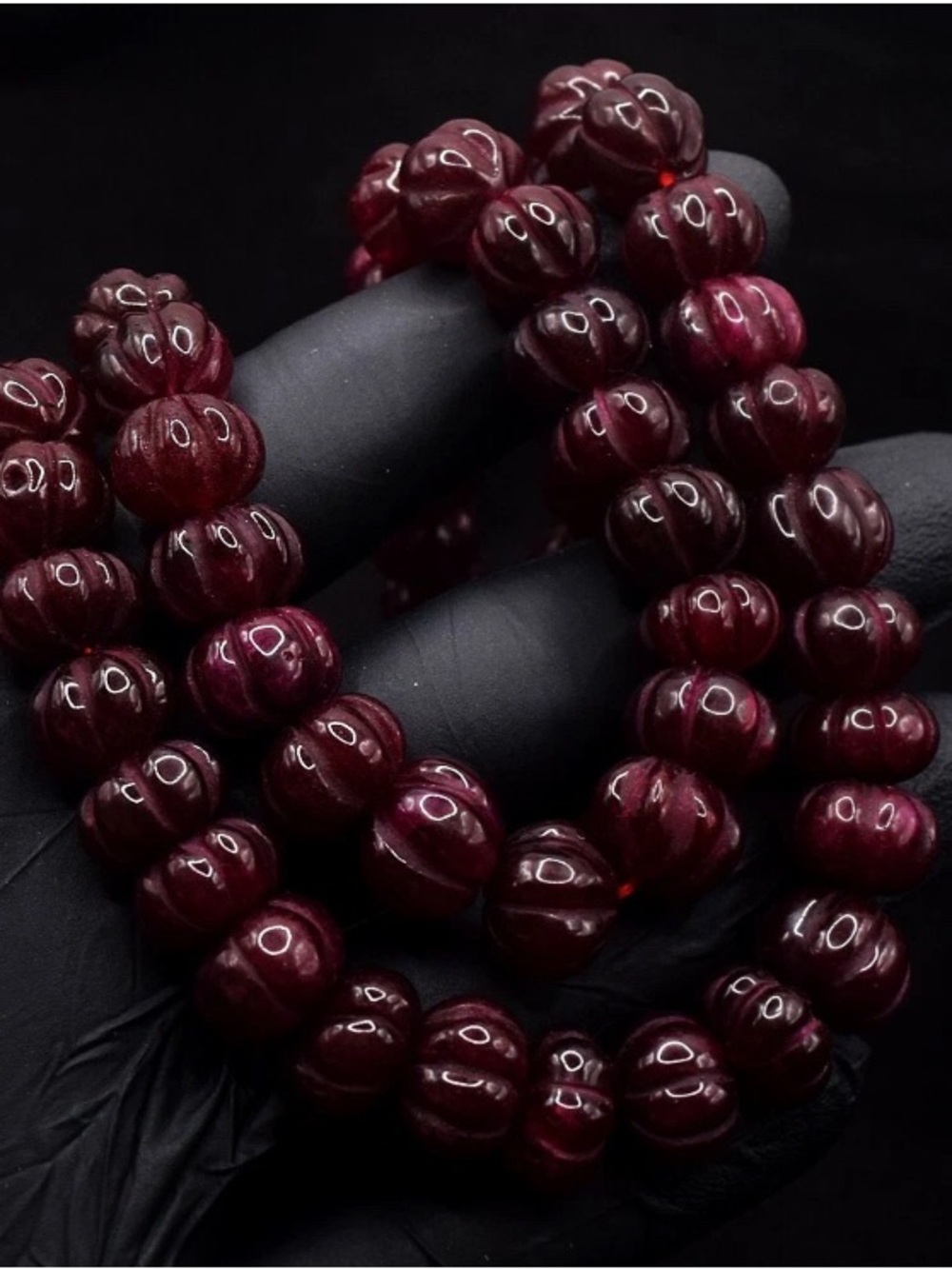 Beautiful flower carved Ruby necklace